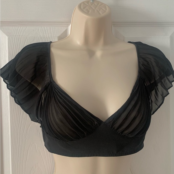 Kiki de montparnasse. pleated chiffon top. bra top. - Picture 4 of 10